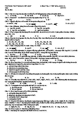 Đề kiểm tra 1 tiết môn Hóa học Lớp 12 - Mã đề 321 - Trường THPT Đoàn Kết